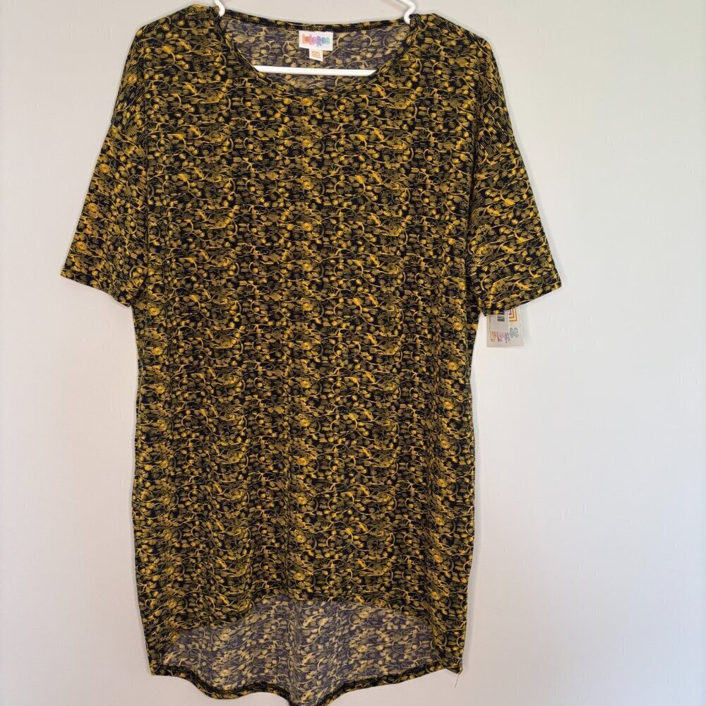 LULUROE NEW Irma XXS Floral Design Stretch Hi Lo Hem Yellow